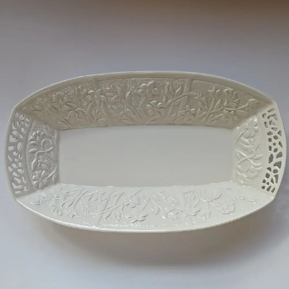 Lenox Jasmine Rectangle Serving Tray Floral Lattice 120th Anniversary Collection